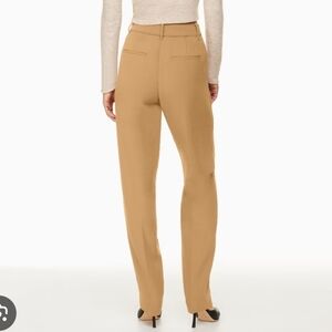 Aritzia High-Waist Straight-Leg Trousers in Camel